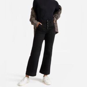 Everlane Women's The Wide Leg Jeans Button Fly Black Size 25 High Rise Crop